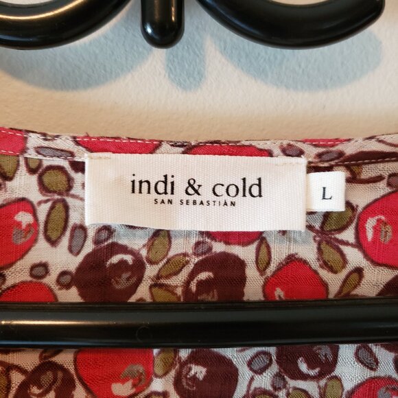 Indi & Cold Black/ Red Berry Long Sleeve Mini Dress Viscose Large - Picture 5 of 5